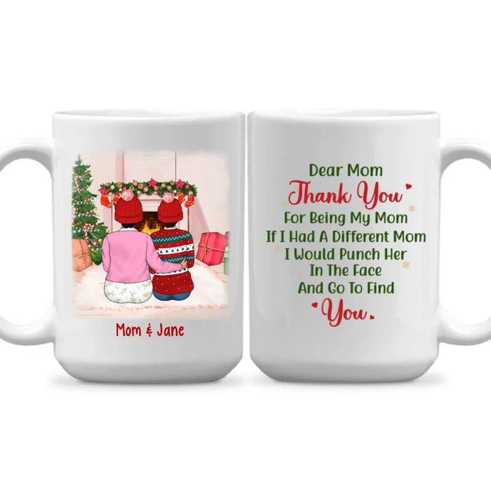 Mom and 3 Daughters Forever Never Apart - Christmas Personalized Gifts Custom Mug for Mom for Daughter