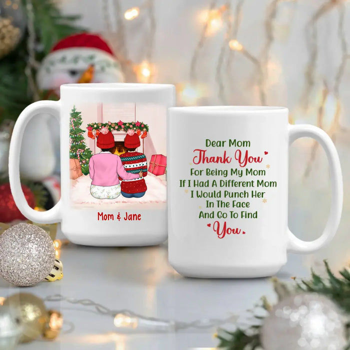 Mom and 3 Daughters Forever Never Apart - Christmas Personalized Gifts Custom Mug for Mom for Daughter