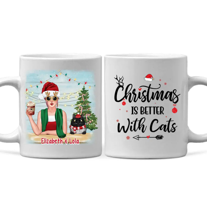 Personalized Mug, Christmas Is Better With Cats, Christmas Gift For Cat Lovers