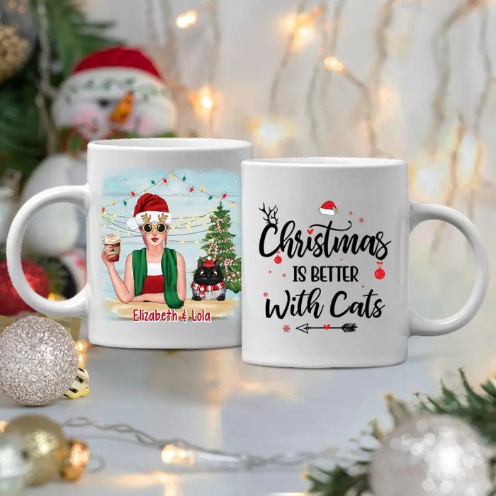 Personalized Mug, Christmas Is Better With Cats, Christmas Gift For Cat Lovers