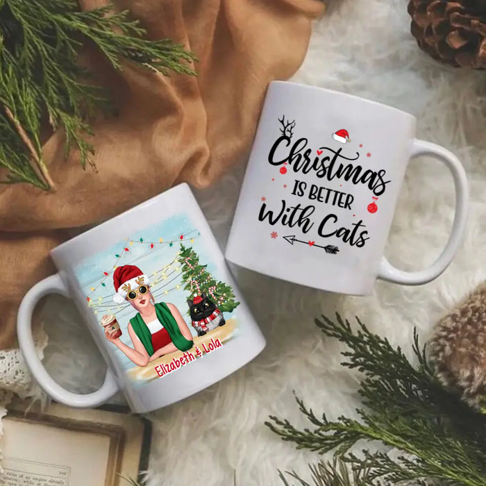 Personalized Mug, Christmas Is Better With Cats, Christmas Gift For Cat Lovers