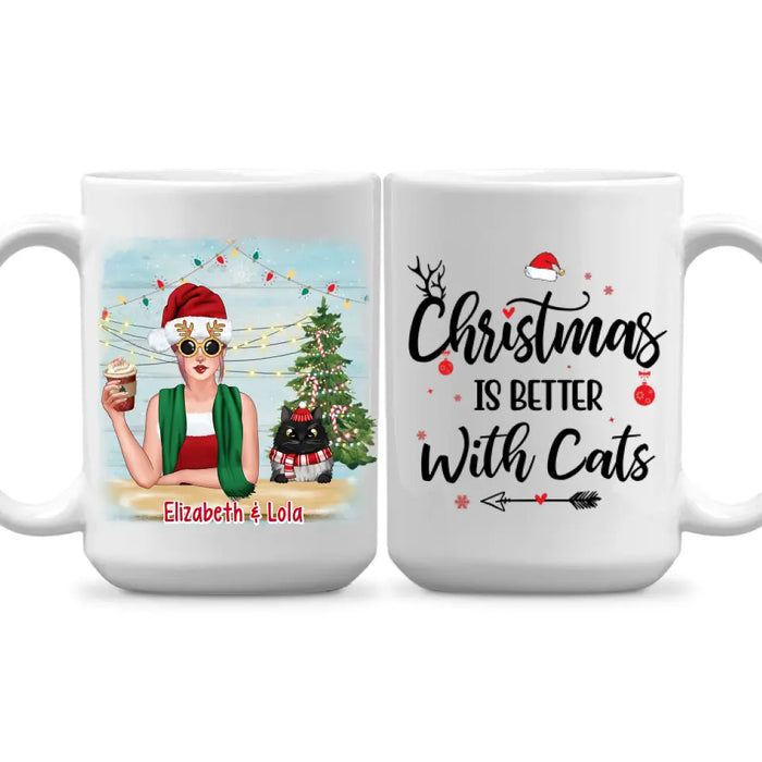 Personalized Mug, Christmas Is Better With Cats, Christmas Gift For Cat Lovers