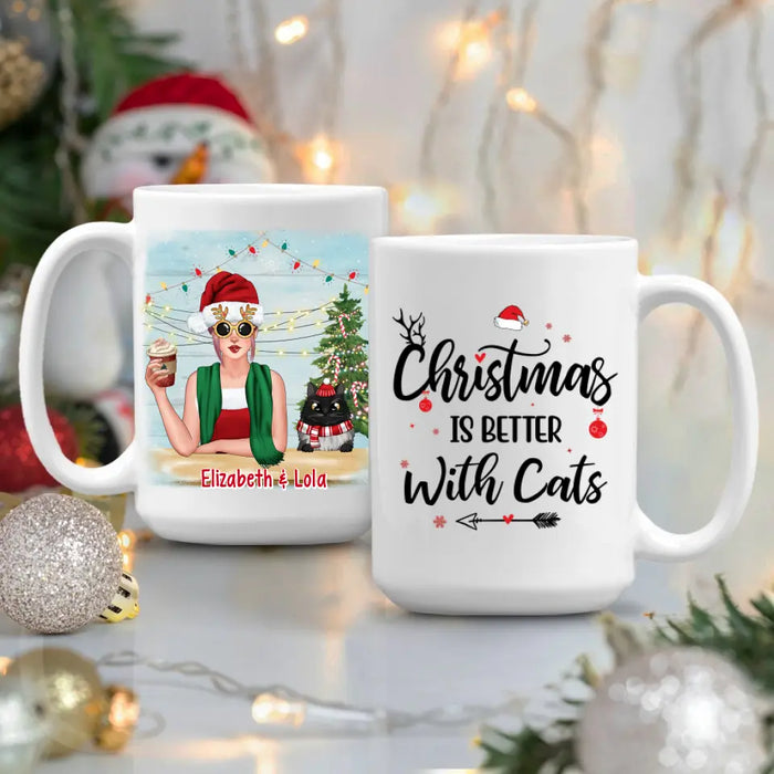 Personalized Mug, Christmas Is Better With Cats, Christmas Gift For Cat Lovers