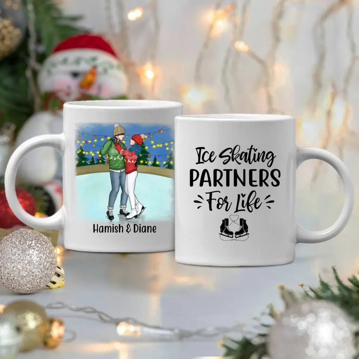 Personalized Ceramic Mug, Ice Skating Partners for Life, Gift for Ice Skating Couple