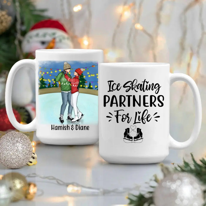 Personalized Ceramic Mug, Ice Skating Partners for Life, Gift for Ice Skating Couple