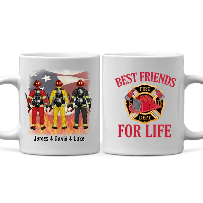 Personalized Mug, Best Friends For Life - Firefighter Couple And Friends, Gift For Firefighters