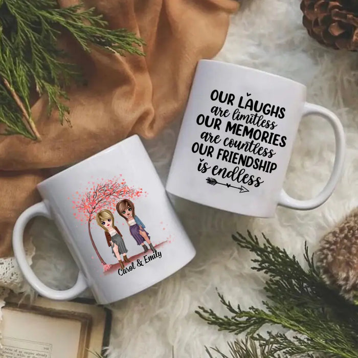 Personalized Mug, Up To 5 Girls, Gift For Friends, Sisters, Our Laughs Are Limitless