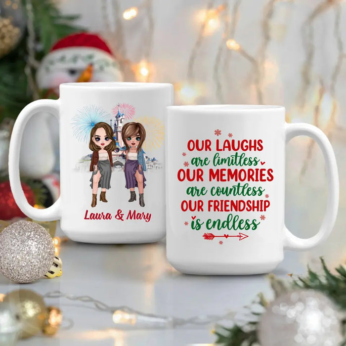 Personalized Mug, Up To 4 Girls, Christmas Gift For Best Friends, Sisters, Our Laughs Are Limitless