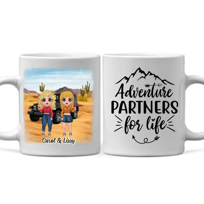 Personalized Mug, Up To 5 Girls, Gift For Sisters, Friends, Adventure Partners For Life