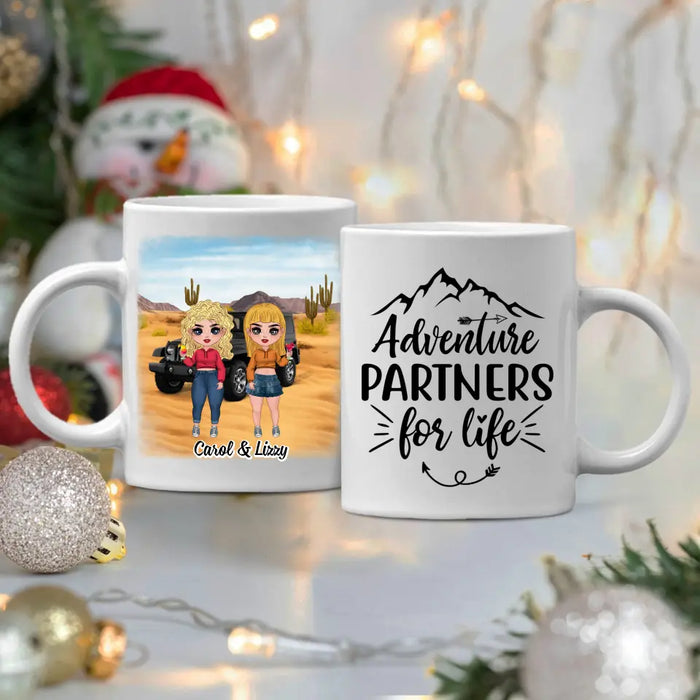 Personalized Mug, Up To 5 Girls, Gift For Sisters, Friends, Adventure Partners For Life