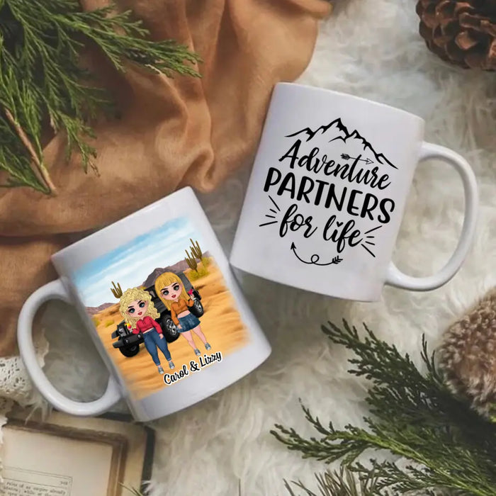 Personalized Mug, Up To 5 Girls, Gift For Sisters, Friends, Adventure Partners For Life