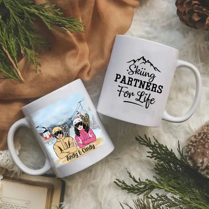 Personalized Mug, Skiing Partners For Life, Gift For Skiing Lovers, Couple, Friends