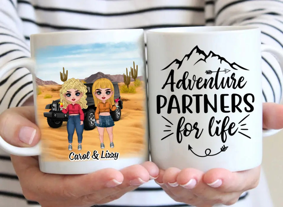 Personalized Mug, Up To 5 Girls, Gift For Sisters, Friends, Adventure Partners For Life