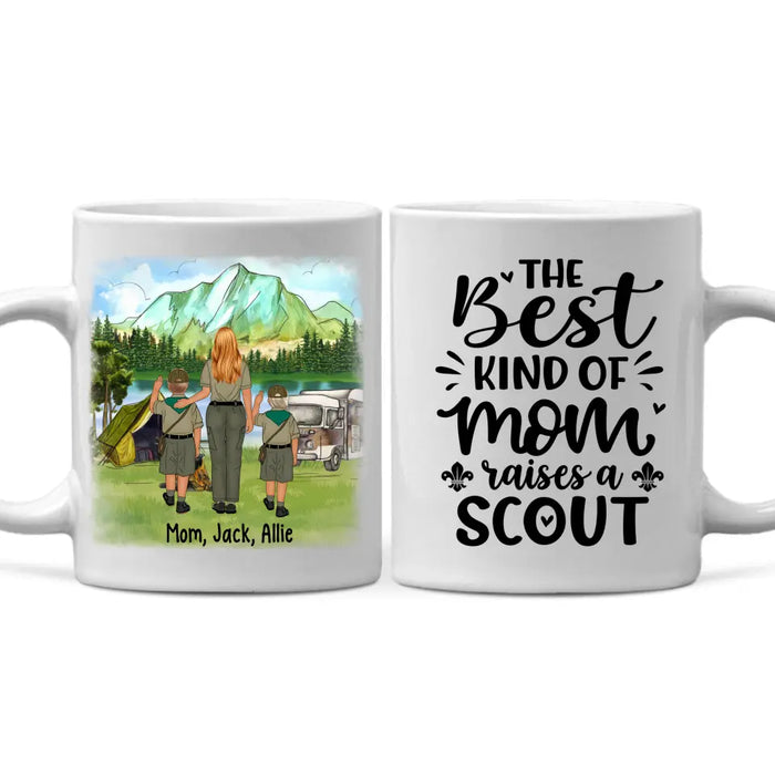 Personalized Mug, Up To 2 Kids, Scout Mom And Kids, Gift For Scout Mom, The Best Kind Of Mom Raises A Scout