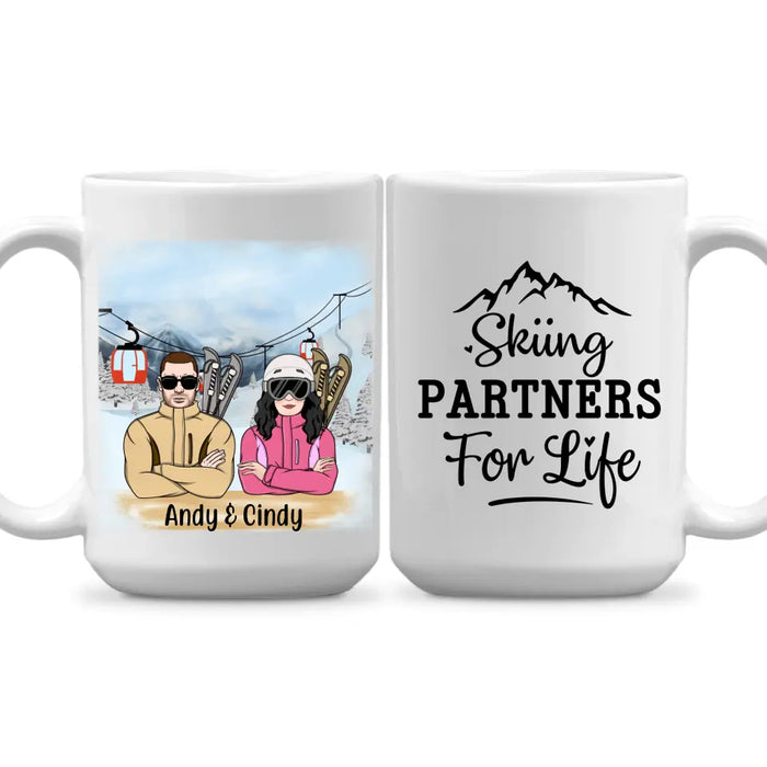 Personalized Mug, Skiing Partners For Life, Gift For Skiing Lovers, Couple, Friends