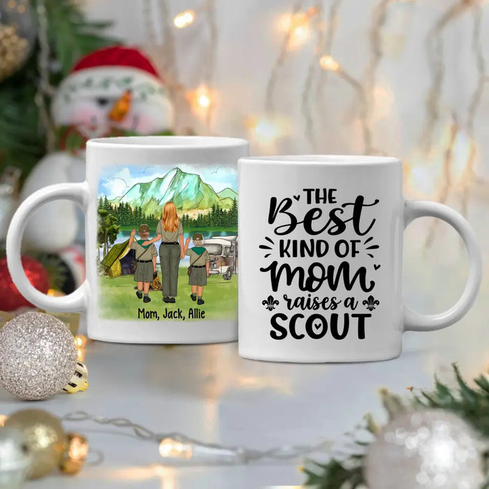 Personalized Mug, Up To 2 Kids, Scout Mom And Kids, Gift For Scout Mom, The Best Kind Of Mom Raises A Scout