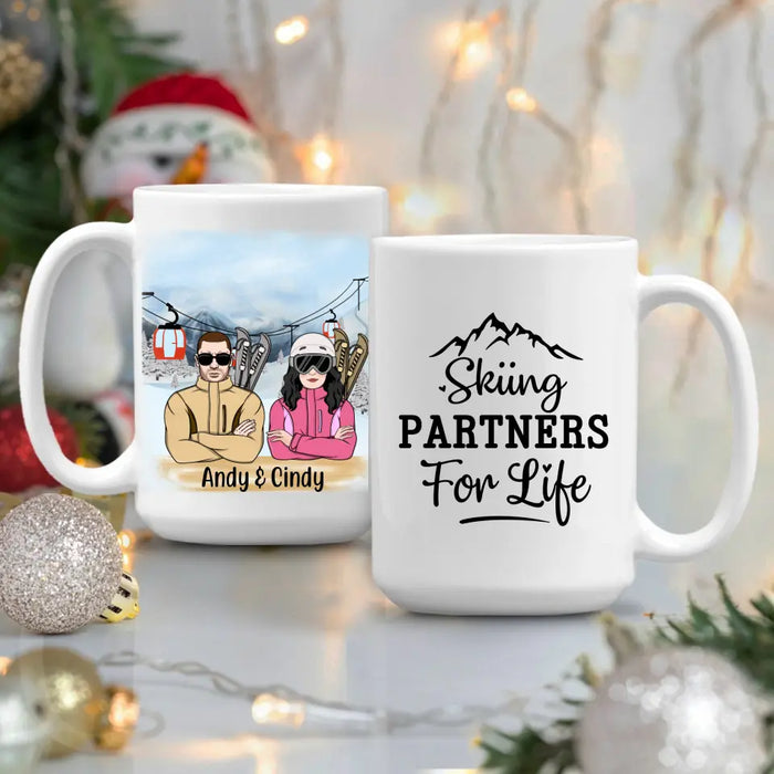 Personalized Mug, Skiing Partners For Life, Gift For Skiing Lovers, Couple, Friends