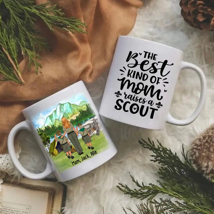 Personalized Mug, Up To 2 Kids, Scout Mom And Kids, Gift For Scout Mom, The Best Kind Of Mom Raises A Scout