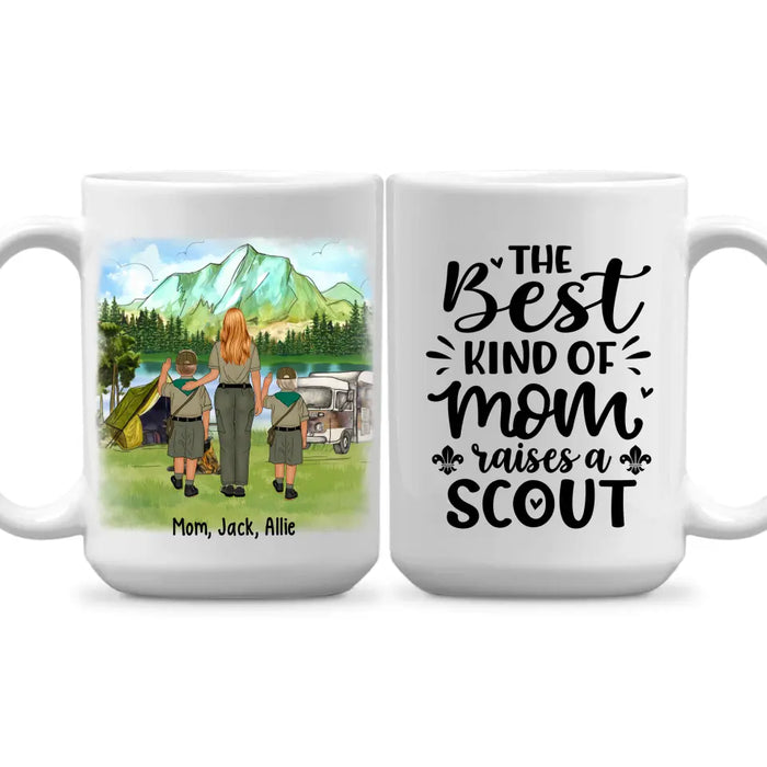 Personalized Mug, Up To 2 Kids, Scout Mom And Kids, Gift For Scout Mom, The Best Kind Of Mom Raises A Scout