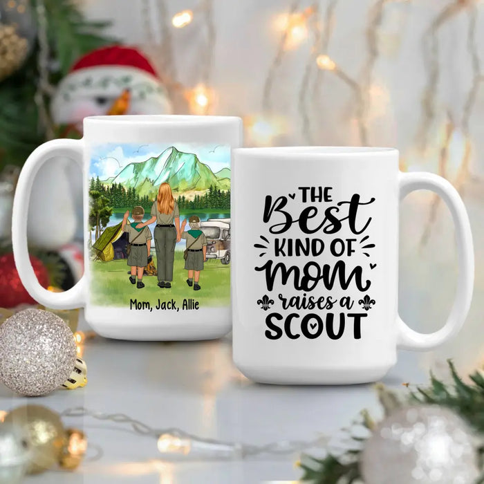 Personalized Mug, Up To 2 Kids, Scout Mom And Kids, Gift For Scout Mom, The Best Kind Of Mom Raises A Scout