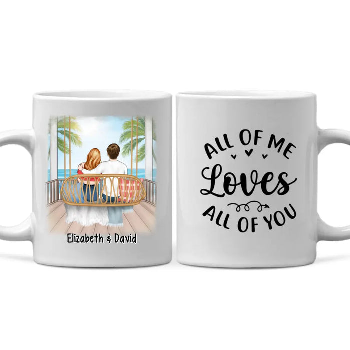 Personalized Mug, Couple Sitting On Swing, All Of Me Loves All Of You, Couple Gift, Gift For Her, Gift For Him