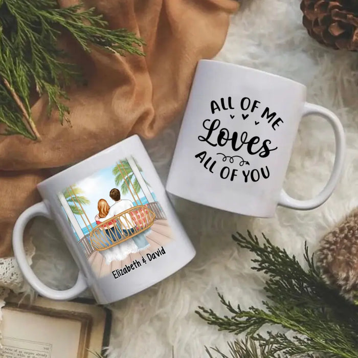 Personalized Mug, Couple Sitting On Swing, All Of Me Loves All Of You, Couple Gift, Gift For Her, Gift For Him