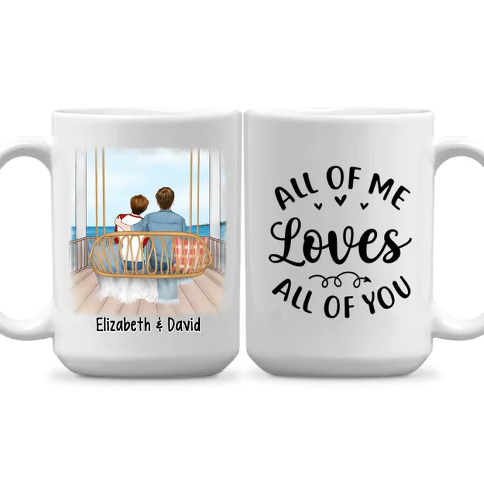 Personalized Mug, Couple Sitting On Swing, All Of Me Loves All Of You, Couple Gift, Gift For Her, Gift For Him