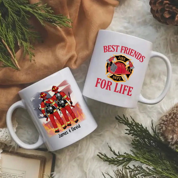 Personalized Mug, Firemen Work Side By Side, Gift For Firefighters, Friends, Coworkers