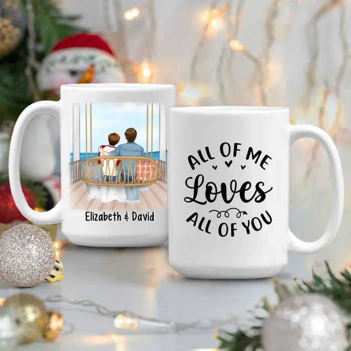 Personalized Mug, Couple Sitting On Swing, All Of Me Loves All Of You, Couple Gift, Gift For Her, Gift For Him