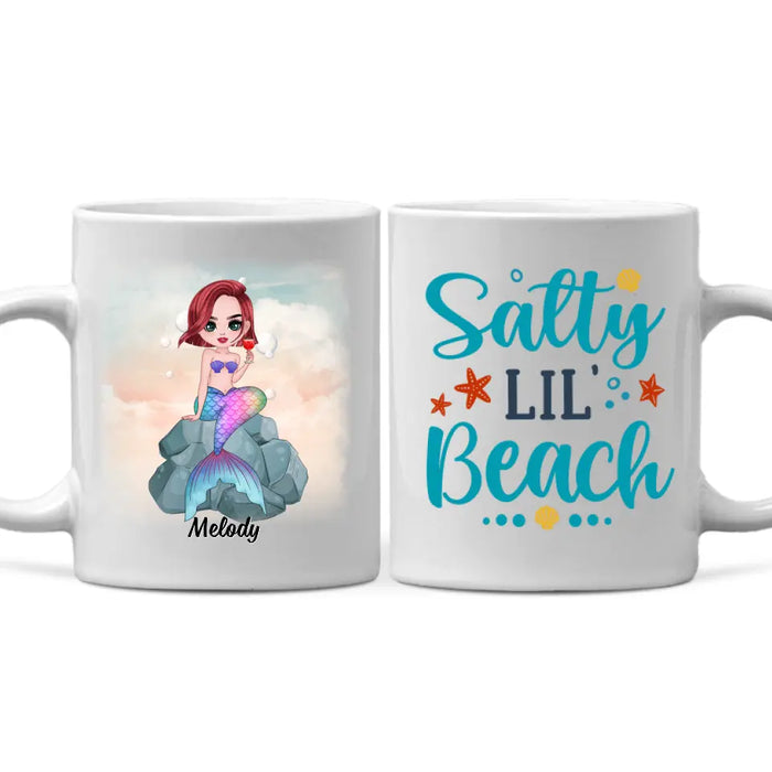 Personalized Mug, Gift For Mermaid Fans, Salty Lil Beach, Mermaid Drinking