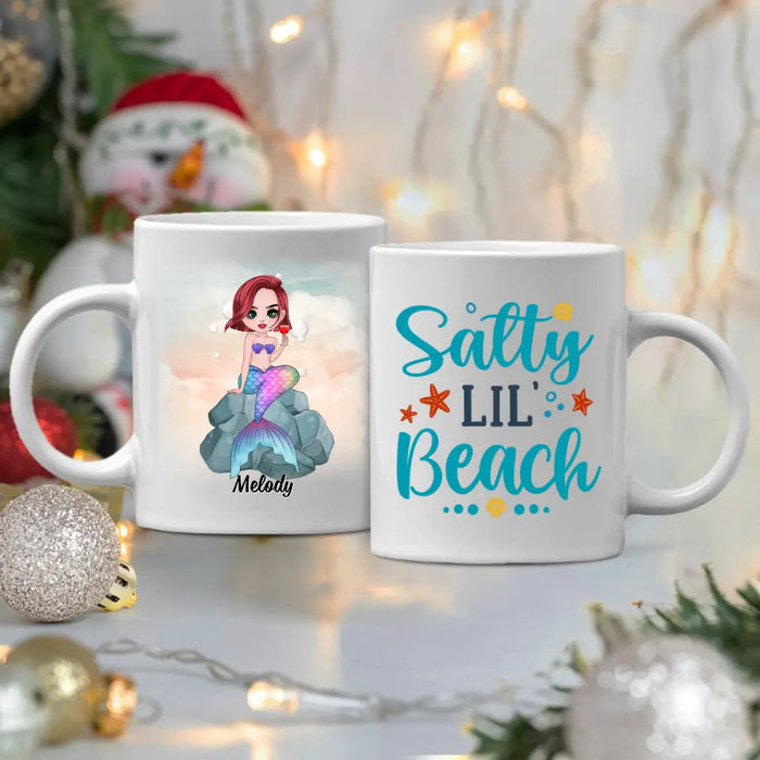 Personalized Mug, Gift For Mermaid Fans, Salty Lil Beach, Mermaid Drinking