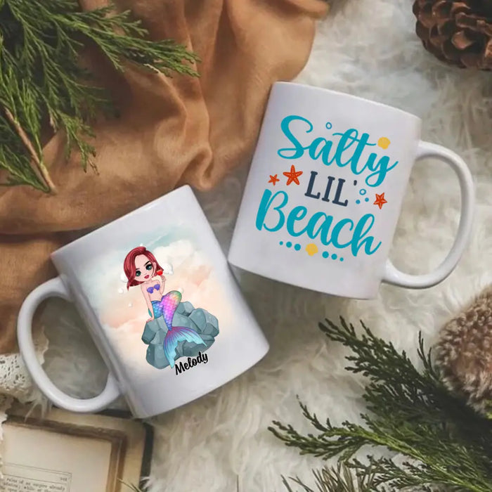 Personalized Mug, Gift For Mermaid Fans, Salty Lil Beach, Mermaid Drinking