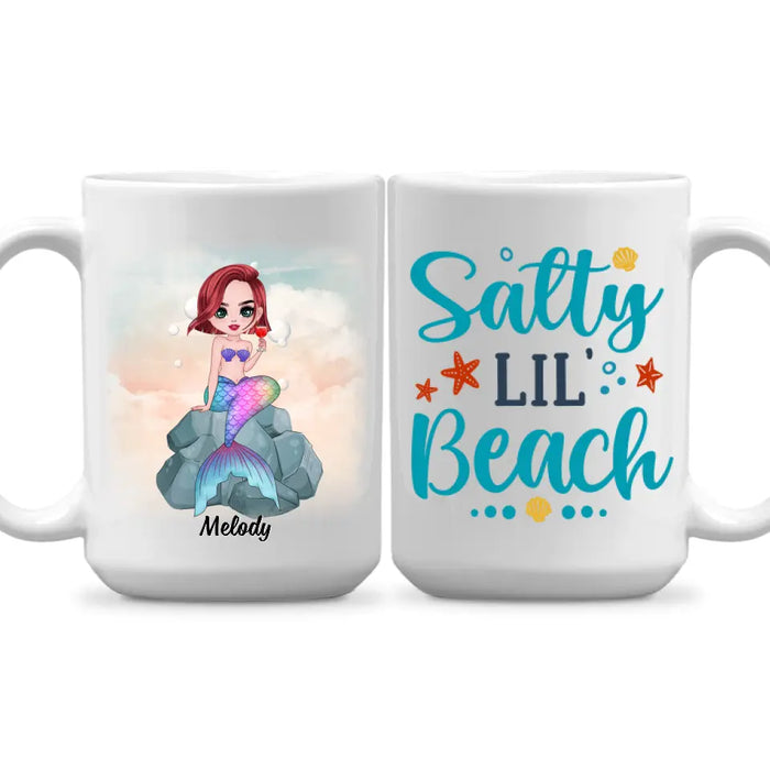 Personalized Mug, Gift For Mermaid Fans, Salty Lil Beach, Mermaid Drinking