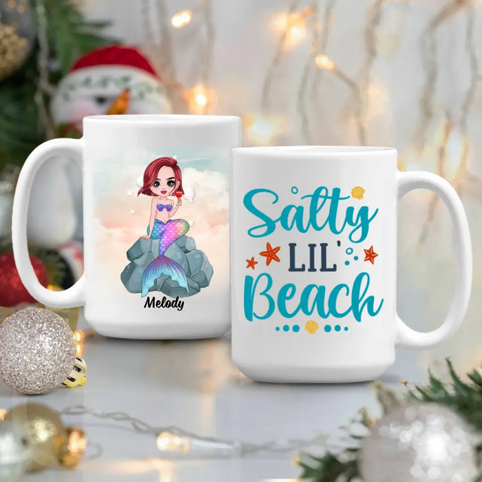 Personalized Mug, Gift For Mermaid Fans, Salty Lil Beach, Mermaid Drinking