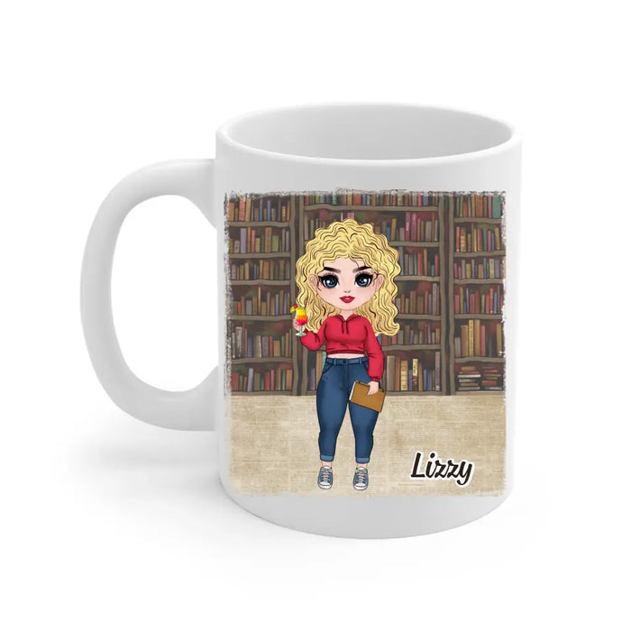 Personalized Mug, Gift For Book Lovers, Chibi Drinking With Books, Reading Forces You To Be Quiet