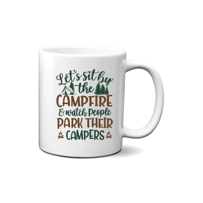 Personalized Mug, Up To 5 Girls, Gift For Friends, Sisters, Camping Lovers, Sisters Drinking, Let's Sit By The Campfire