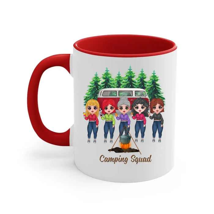 Personalized Mug, Up To 5 Girls, Gift For Friends, Sisters, Camping Lovers, Sisters Drinking, Let's Sit By The Campfire