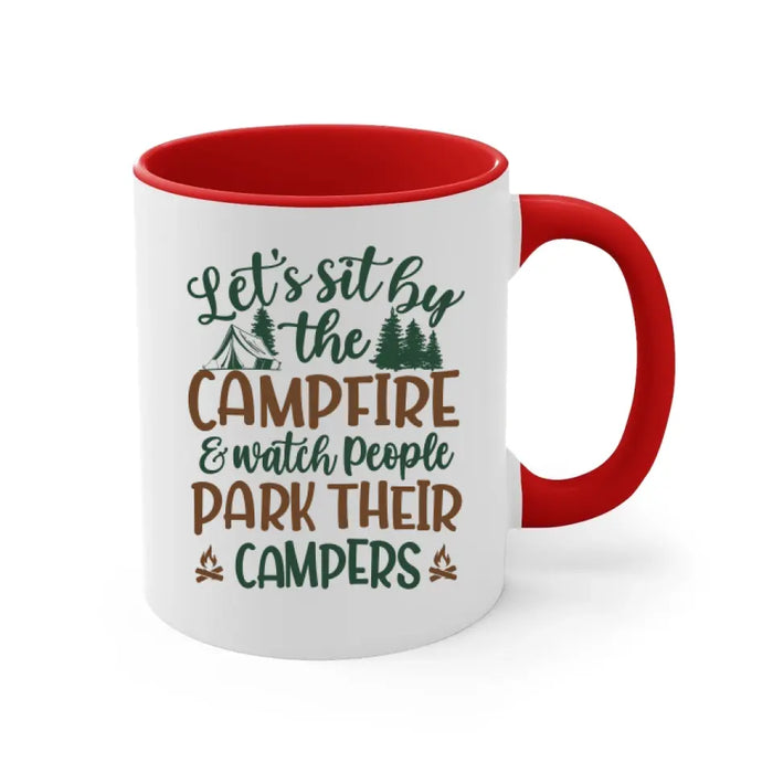 Personalized Mug, Up To 5 Girls, Gift For Friends, Sisters, Camping Lovers, Sisters Drinking, Let's Sit By The Campfire