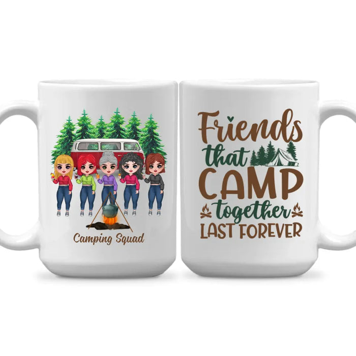 Personalized Mug, Up To 5 Girls, Gift For Friends, Sisters, Camping Lovers, Sisters Drinking, Let's Sit By The Campfire