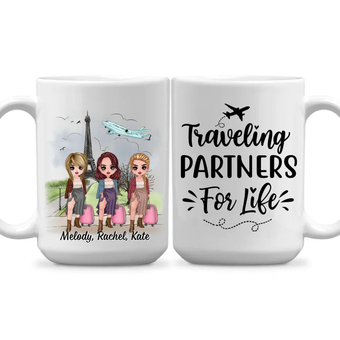 Up To 3 People Traveling Partners For Life - Personalized Mug For Friends, For Sister, Travel