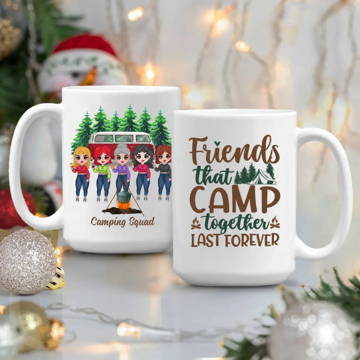 Personalized Mug, Up To 5 Girls, Gift For Friends, Sisters, Camping Lovers, Sisters Drinking, Let's Sit By The Campfire