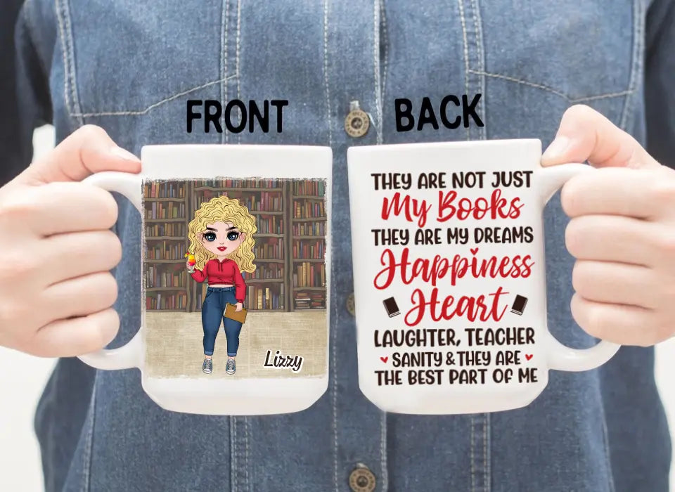 Personalized Mug, Gift For Book Lovers, Chibi Drinking With Books, Reading Forces You To Be Quiet