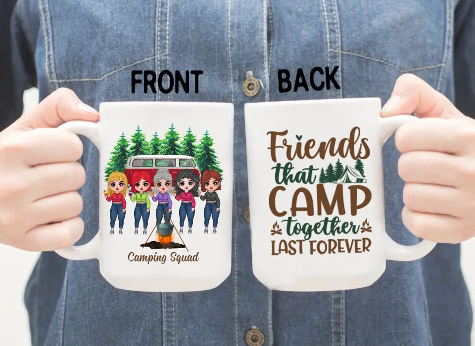 Personalized Mug, Up To 5 Girls, Gift For Friends, Sisters, Camping Lovers, Sisters Drinking, Let's Sit By The Campfire