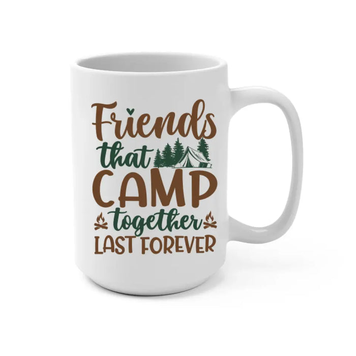 Personalized Mug, Up To 5 Girls, Gift For Friends, Sisters, Camping Lovers, Sisters Drinking, Let's Sit By The Campfire