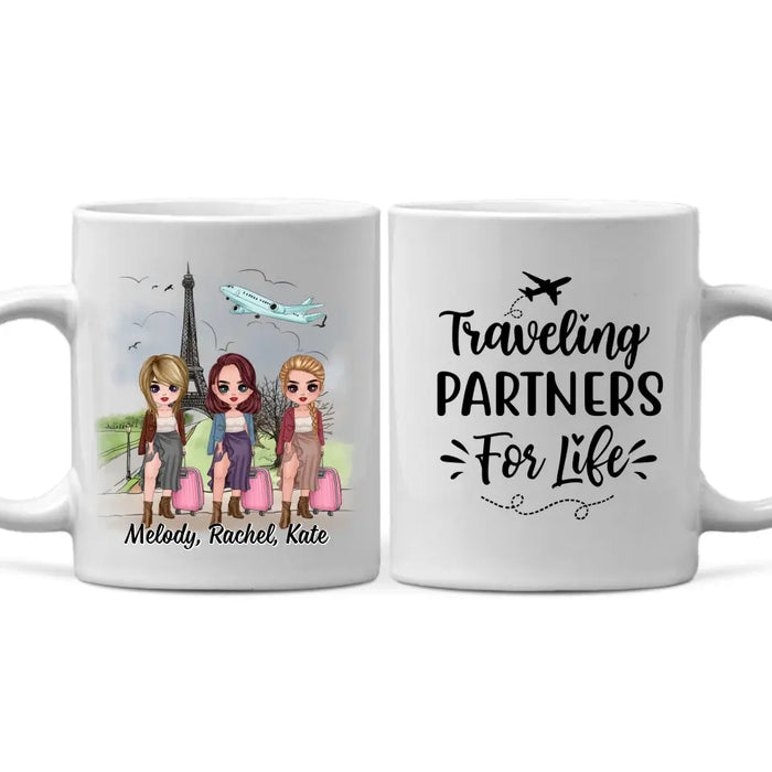 Up To 3 People Traveling Partners For Life - Personalized Mug For Friends, For Sister, Travel