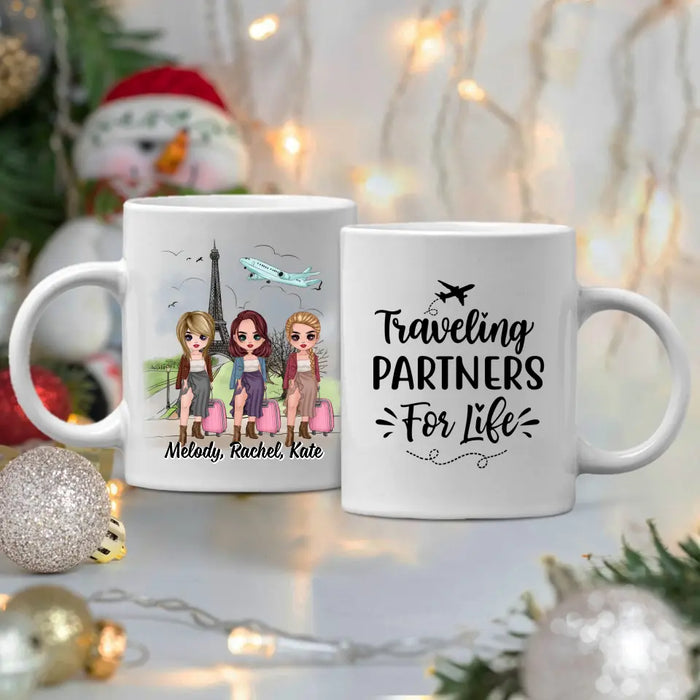 Up To 3 People Traveling Partners For Life - Personalized Mug For Friends, For Sister, Travel