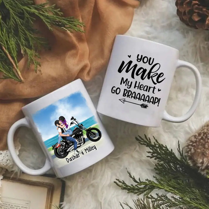 Kissing Motorcycle Couple - Personalized Mug For Him, For Her, Motorcycle Lovers