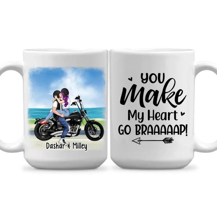 Kissing Motorcycle Couple - Personalized Mug For Him, For Her, Motorcycle Lovers