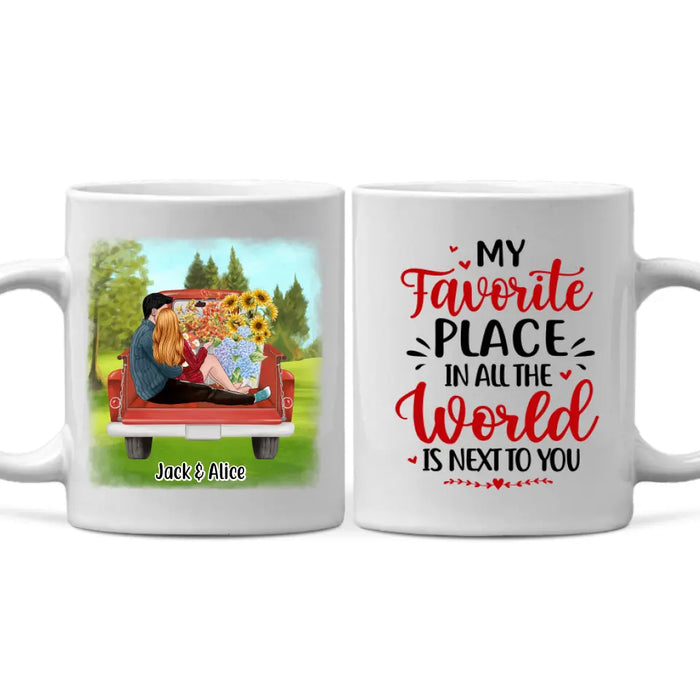 Couple Sitting On Car - Personalized Mug For Couples, For Her, For Him, Valentine's Day