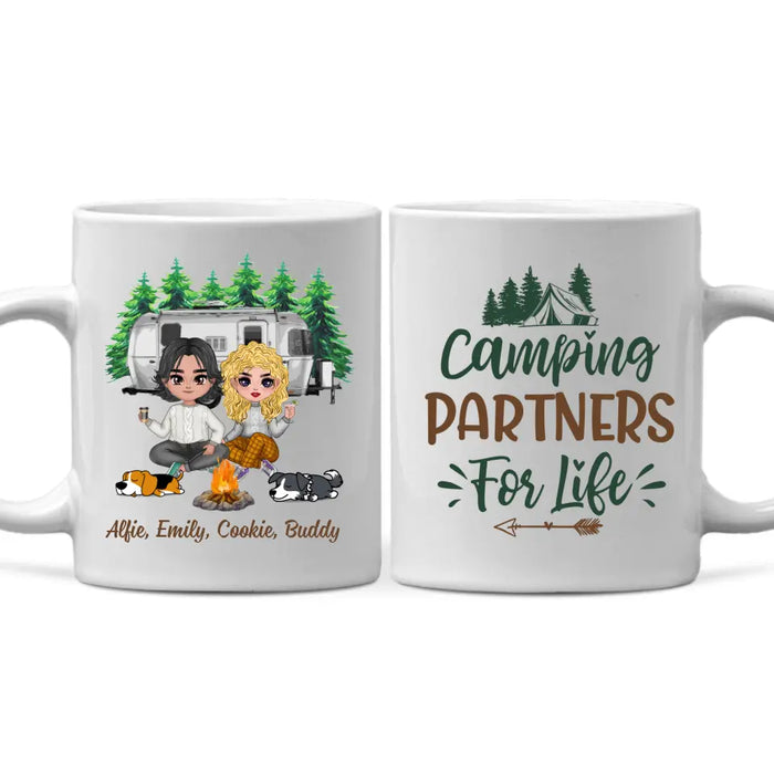 Up To 2 Dogs Camping Partners For Life - Personalized Mug For Couples, Camping, Valentine's Day